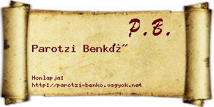 Parotzi Benkő névjegykártya